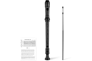 YONTY 8-Hole Soprano Descant Recorder Baroque Style Kids Music Flute with Cleaning Rod & Case Bag for School Student Home Entertainment - Black