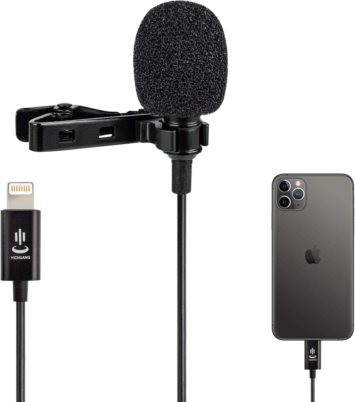 Professional Lavalier Lapel Microphone Omnidirectional Condenser Mic Compatible with iPhone 7/7 plus/8/8 plus/11/12/11 Pro/11 Pro Max iPhone X/XS/XR Recording