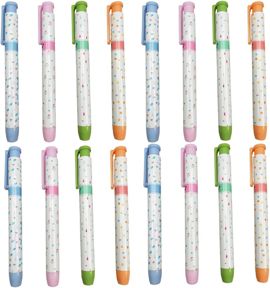 16PCS Lovely Stationery Retractable Click Eraser Portable