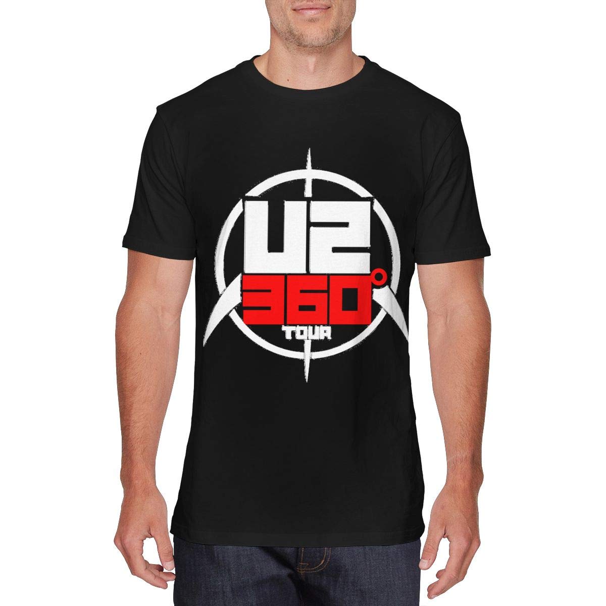  S Funny U2 Tour 360 Logo Tees Black Shirts