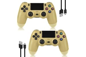 SANGDER PS4 Controller 2 Pack,Compatible with PS4/Slim/Pro/PC,Wireless Controller with 3.5mm Audio Jack/Dual Vibration/6-Axis Motion Control/Touch Pad(Golden)