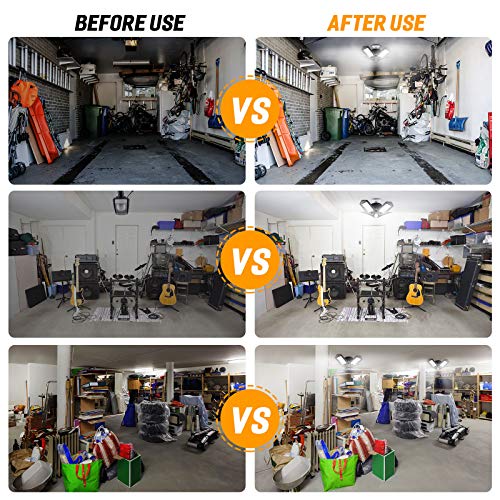 100W Remote-Control-Garage-Lights-Ceiling-LED, Timer Deformable LED Garage Light with 4 Aluminum Panels E26/E27 10000lm for Basement Workshop Laundry Room Garage