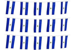 ZXvZYT Nicaragua Nicaraguan Flag Banner String,Small Mini Nicaragua Pennant flags,For Grand Opening,National Sports Events,Party Festival Decorations(50 Feet 38 Flags)