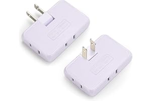 Flat Wall Plug - 3 Way Rotating Flat Wall Outlet Adapter - 3 Way Outlet Splitter, Mini - Slim - Heat-Resistant - 180° Rotatab