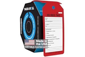 AccuformNMC NMC 100 Tags by-The-Roll, 5S Red Tag, OSHA Compliant Tags, Waterproof PF-Cardstock, Resists Tears, 6.25"x3", TAR162, American Made Safety Tags, Signs, and Labels