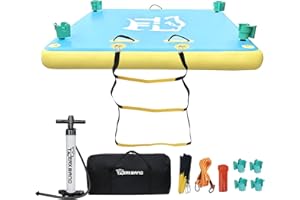 TIGERXBANG TGERXBANG Inflatable Floating Dock with Cup Holder Swim Air Platform Multi-People Floating Island for Lake Pond Pool Beach Ocean, 6ft/8ft