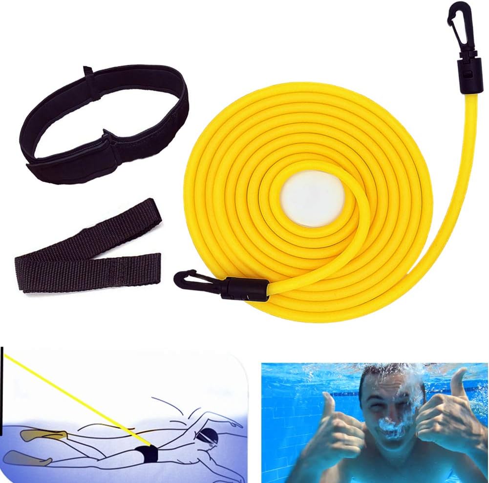 4m Swimming Belt for Adults Swimming Bands for Training Flexible Swimming Rope Belt for Pool, Adjustable Swimming Training Rope Bands Swimming Elastic Rope Swim Belt Swimming Resistance Belt : Sports & Outdoors