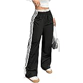 GORGLITTER Women's Side Striped Wide Leg Track Pants Dressy Casual Bowknot Streetwear Pant Y2k High Waisted Trousers