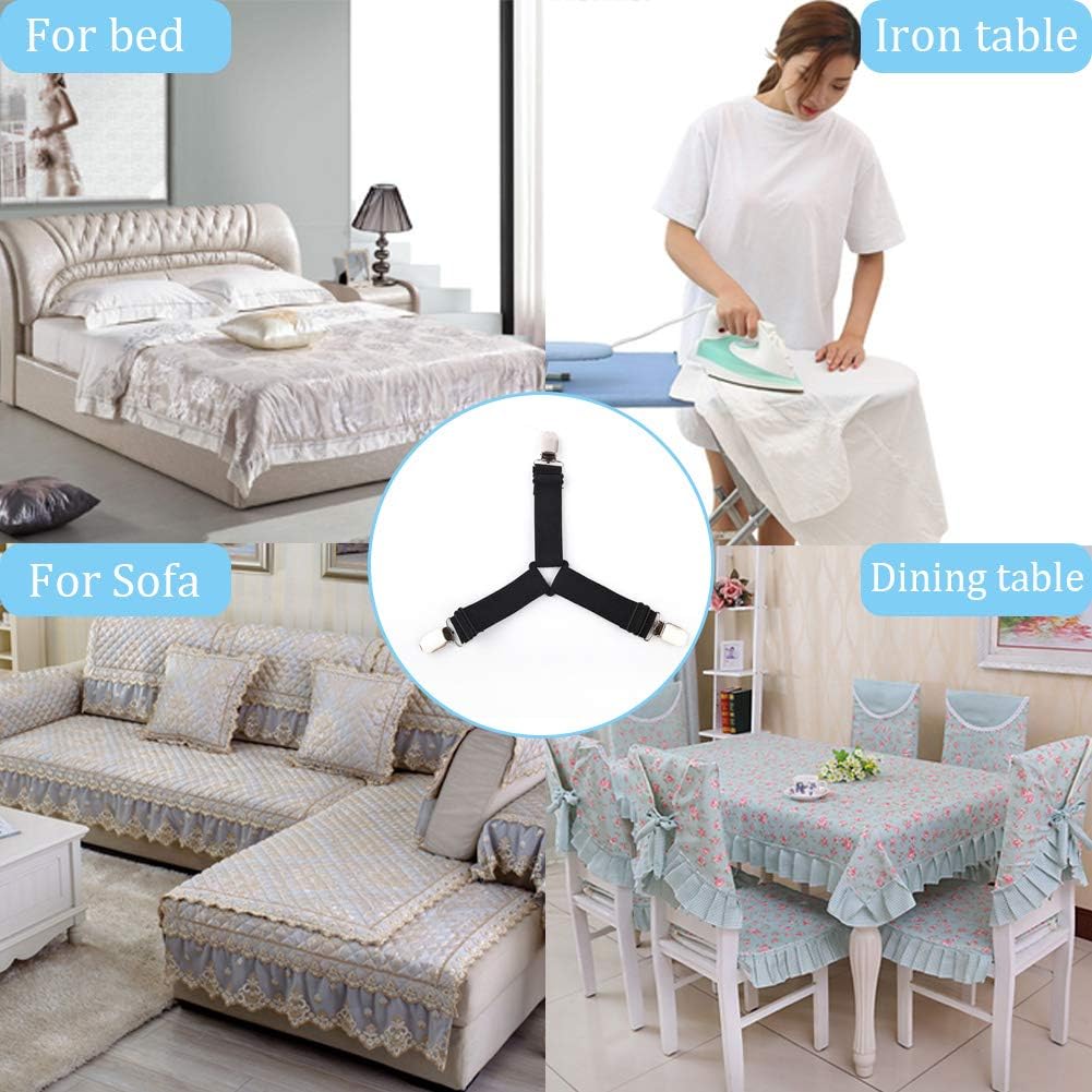 Rareccy Bed Sheet Holder Straps, Adjustable Bed Sheet Fastener and Triangle Elastic Mattress Sheet Clips Suspenders Grippers Fasteners Heavy Duty Keeping Sheets Place for Bedding Mattress (4 PCS): Home & Kitchen