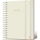 ALKALO Spiral Notebook Journal, 328 Pages Linen Hardcover College Ruled Notebook, Lined Thick Journals for Women Men, A5 Thick Spiral Journal for Writing, 100GSM Paper, Cute Notebooks for Work School