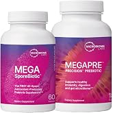 Microbiome Labs MegaSporeBiotic (60 Capsules) + MegaPre (180 Capsules) Probiotic Prebiotic Bundle - Spore-Based Probiotic with Prebiotic Fiber Supplement