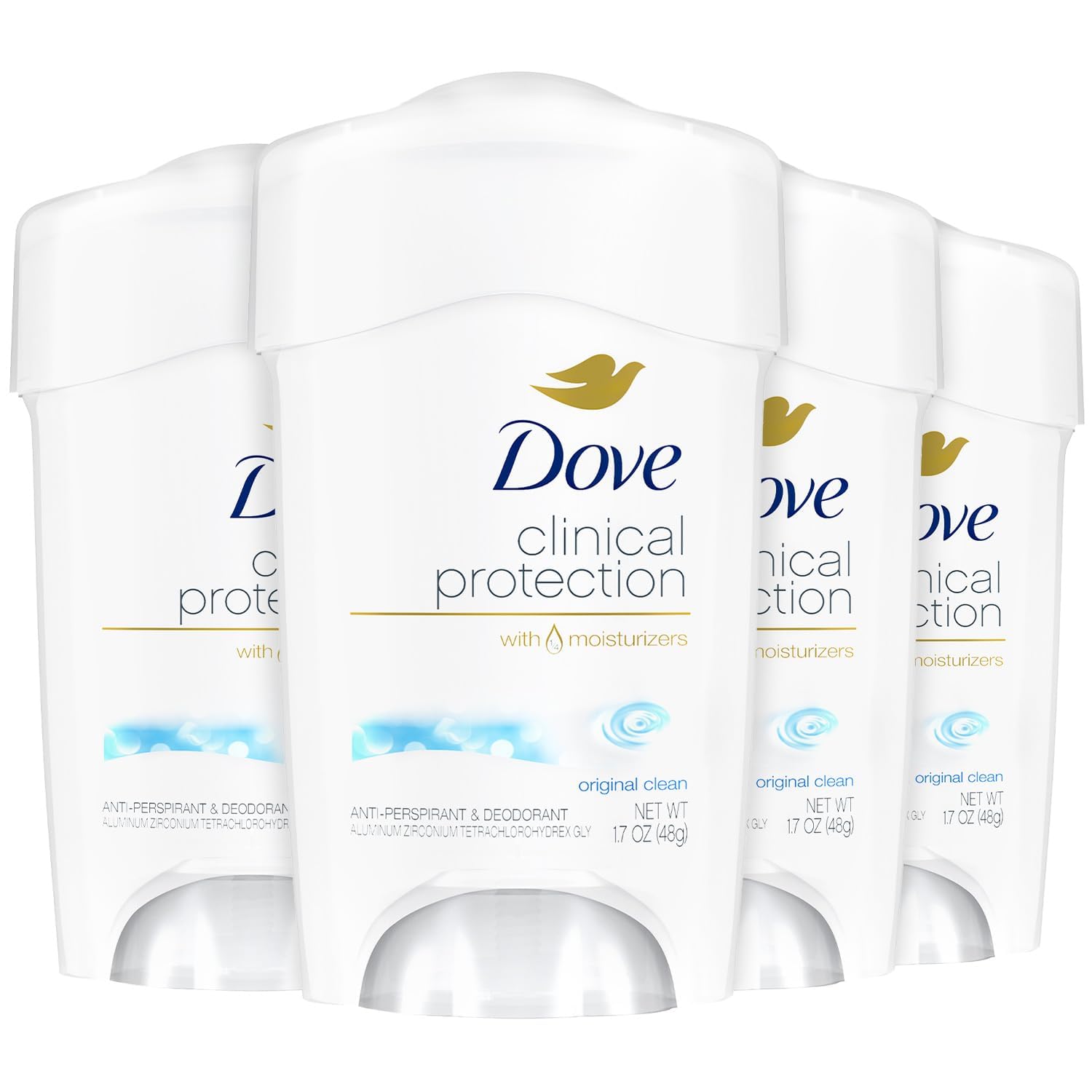 Photo 1 of ***Only one
*****Dove Deodorant for Women, Clinical Protection Antiperspirant, Original Clean 4-Pack – Prescription Strength Wetness Defense with ¼ Moisturizers, 1.7 Oz Ea