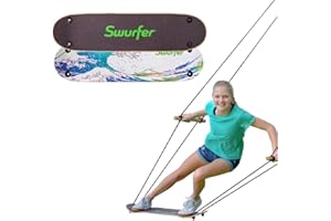 Swurfer TreeSkate Skateboard Swing, Outdoor Stand Up Surf Swing, Holds Up to 200 lbs, Ages 6 and Up, Adjustable Handles, Grip Tape, Kids Outdoor Play Equipment for Children and Adults (Waves)