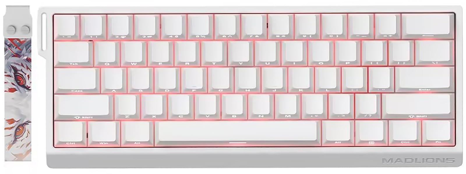 Hyekit x FGG MADLIONS MAD 60 HE RGB 60% Wired Magnetic Switch Gaming Keyboard with Adjustable Actuation, 8000 Hz Polling Rate, Rapid Trigger Mode, Hall Effect Switches, for PC/Mac, White