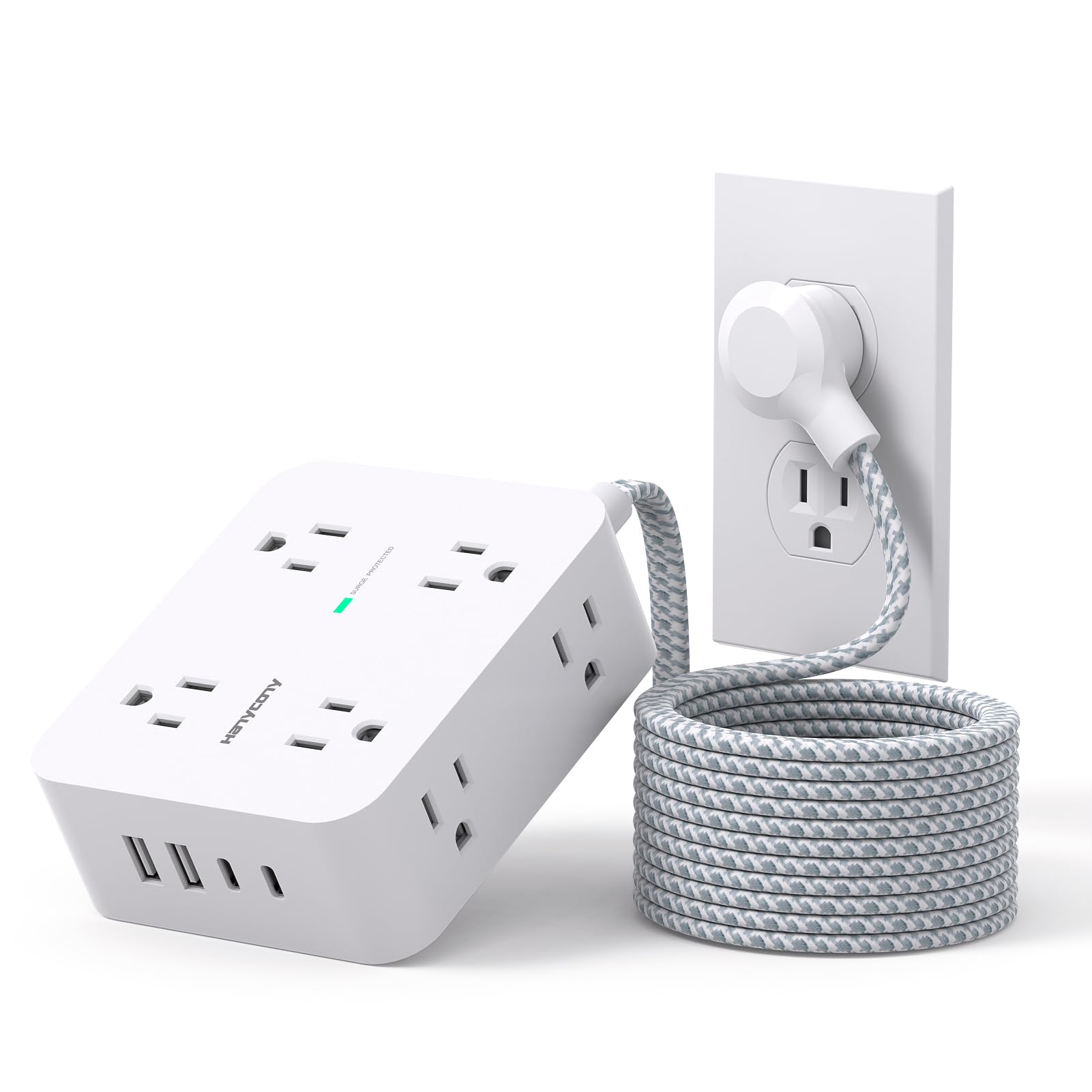 Extension Cord 25 Ft, HANYCONY Surge Protector