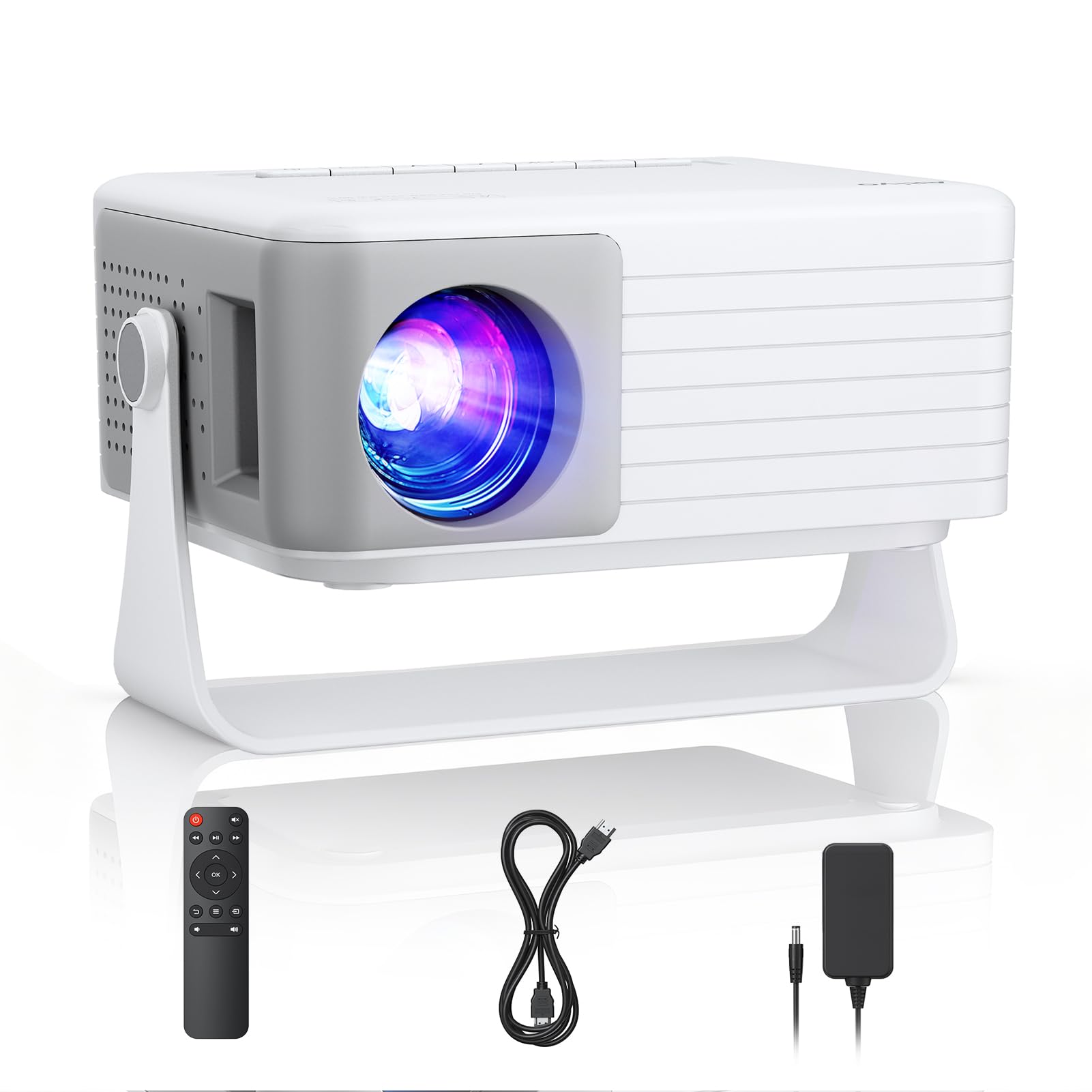 Mini Projector [Car Keystone & 2025 Upgraded] AKIYO O1 Projector Small 1080P Supports 360° Rotatable 15000L Projector for Home Cinema, 50% Zoom Outdoor Projector Compatible with Smartphone/TV Stick