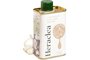 Heraclea - Garlic Infused - Extra Virgin Olive Oil - Organic Olive Oil - Extra Virgin - Cold Pressed - Polyphenol Rich EVOO - 5.9oz Bottle