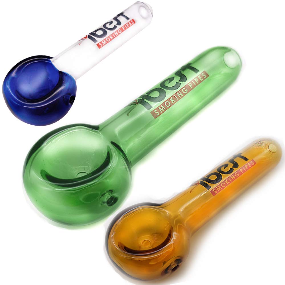 4" Classic Spoon Pipe With Ash Catcher IBEST Glass Hand Pipes "RANDOM COLOUR WILL SUPPLY"