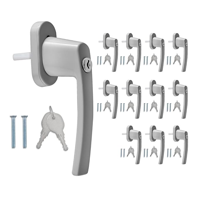 kwmobile Fenstergriff Aluminium abschließbar 12x - Kindersicherung Fenstersicherung mit Schloss in Stiftlänge 35mm - Fensterschloss in Silber