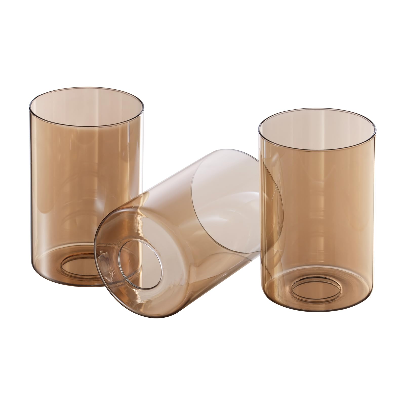 Photo 1 of 3 Pack Amber Glass Lamp Shade Replacement Globe & Shade for Light Fixture, 3.94in Diameter 5.9in Tall, E26 Base 1-5/8 Inch Fitter, Cylindrical glass lampshade