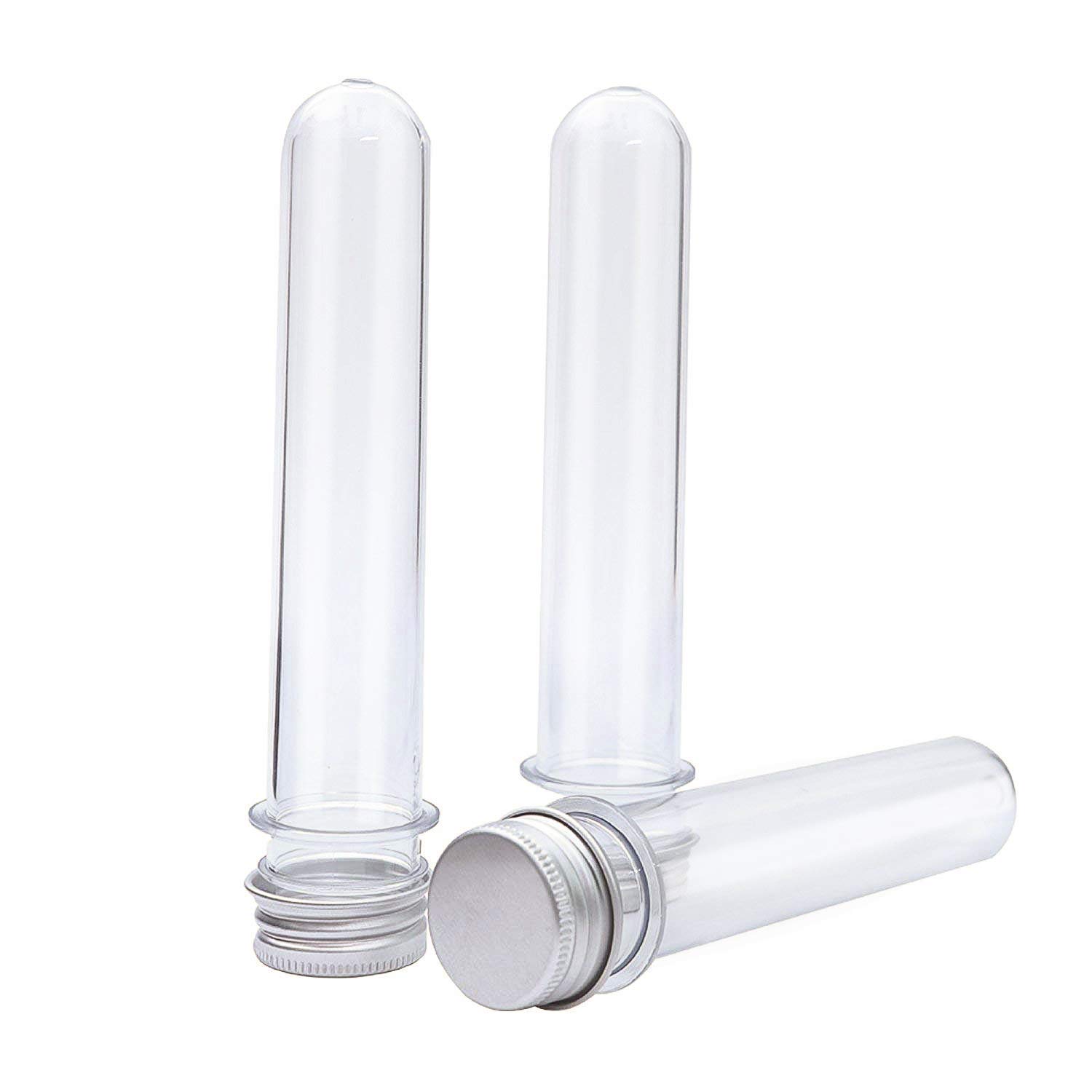 RainbowB 12 Clear Plastic Test Tubes with Screw Caps, Bath Salt