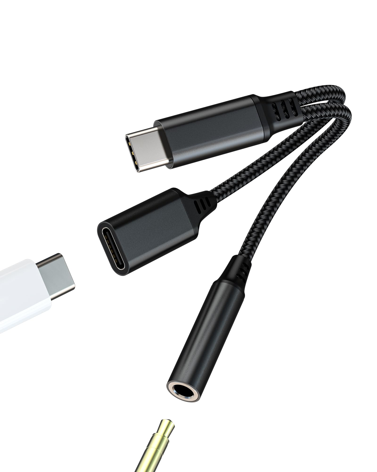 Photo 1 of USB-C to 3.5mm Headphone Type C Charging Adapter 2 in 1 for iPhone 15 for iPad Air 4 Accessories DAC Aux Splitter Charger Dongle Cord Cable Compatible for Samsung Galaxy S20 S21 S22 FE Ultra Note10 S9