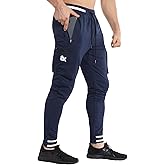 BROKIG Men Large Capacity Gym Joggers Pants with Zipper Pockets,Workout Tapered Casual Athletic Sweatpants Track Pants