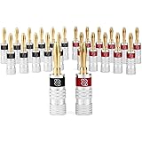 Sewell Silverback Banana Plugs, 24k Gold Dual Screw Lock Speaker Connector, 12 Pairs