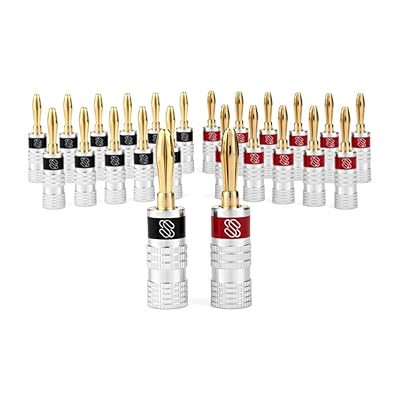 Sewell Silverback Banana Plugs, 24k Gold Dual Screw Lock Speaker Connector, 12 Pairs