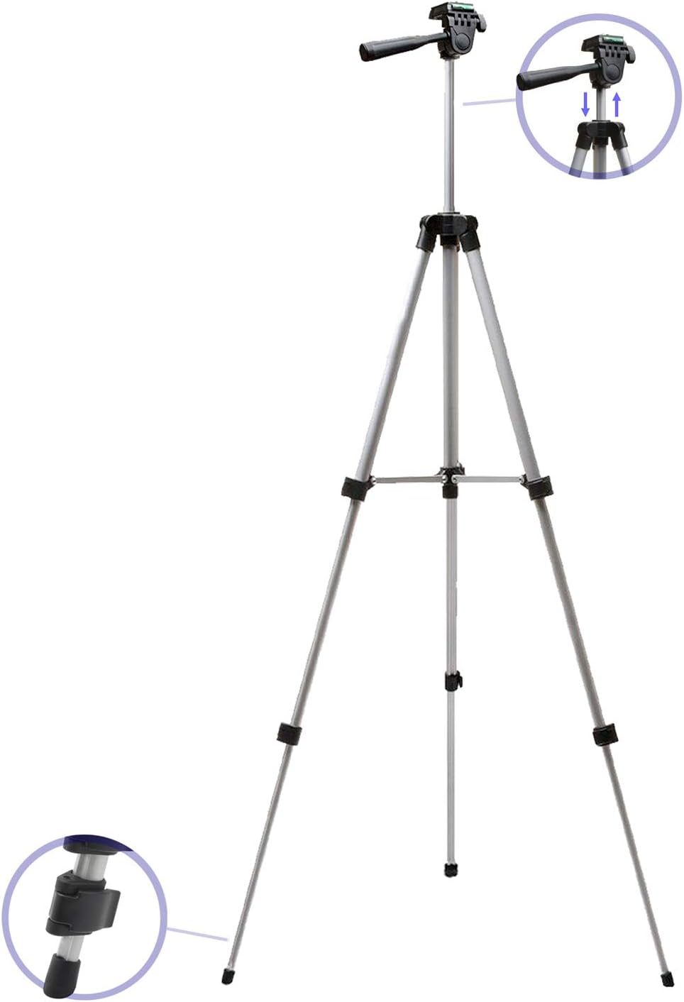 50 Inch Aluminum Camera Tripod for Canon, Nikon, Sony, Samsung, Olympus, Panasonic & Pentax + eCost Microfiber : Camera & Photo