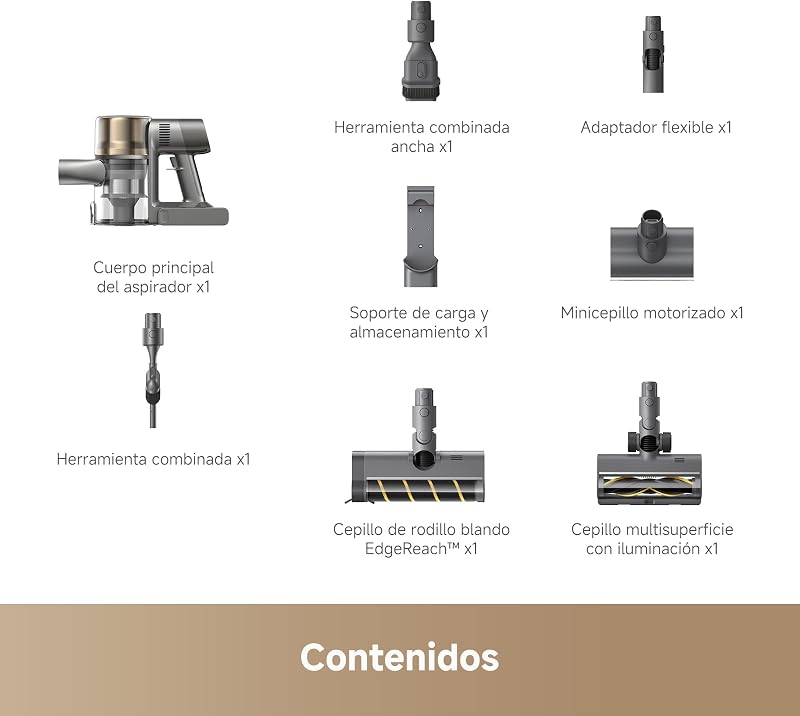R30, Aspirador sin Cable, 22.000 PA/190AW, Cepillo EdgeReach