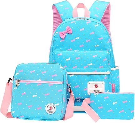 Amazon よキーよ Yokeeyo 子供用リュックサックショルダーバッグ キッズバック 防水 ガールズ 女の子 かわいい プリンセス風 サイズ対応の大容量 多機能 3点セット 水玉柄 軽量 リュックサック