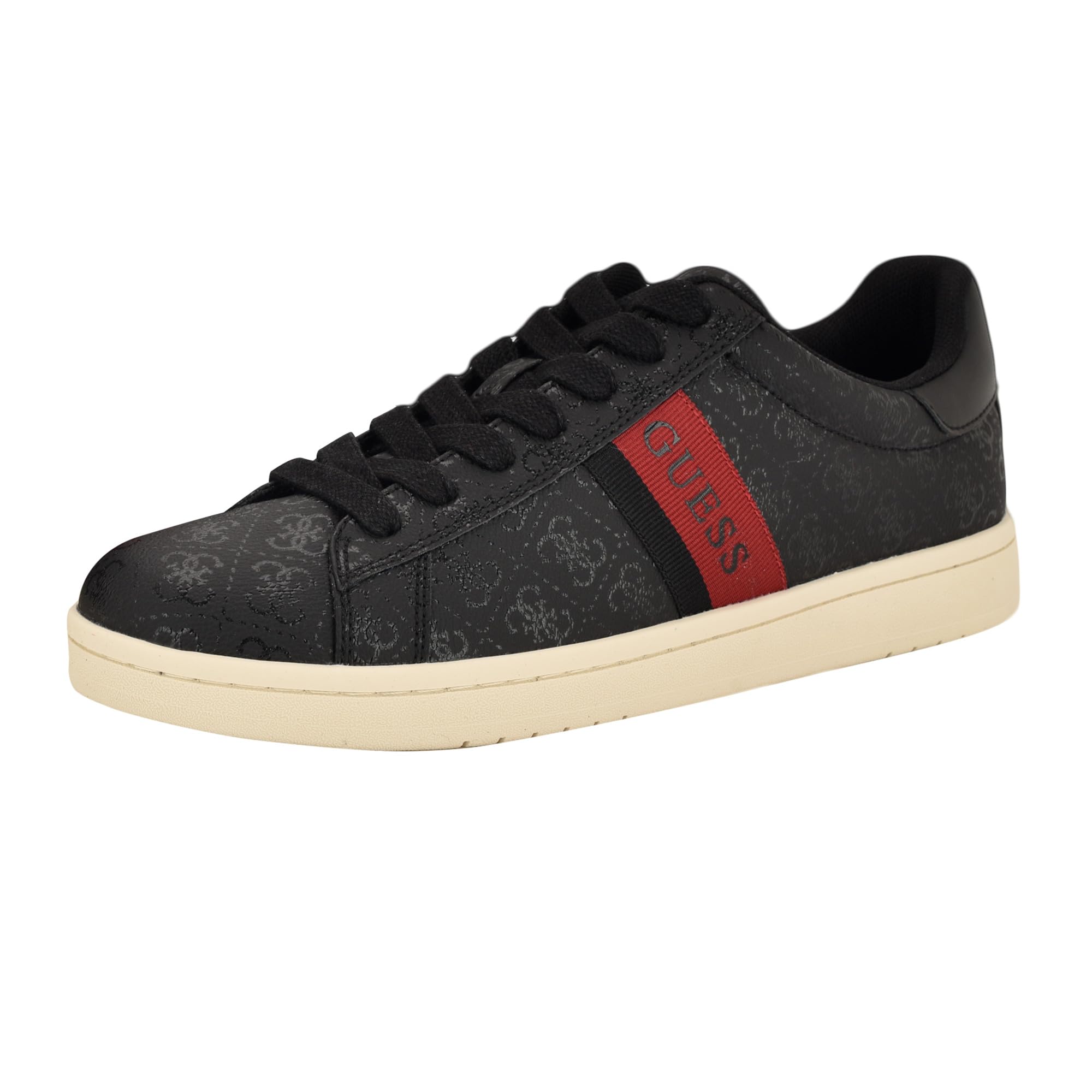 Guess Men’s LAWRENZZ Sneaker, Black/Red Logo Multi 002, 7.5