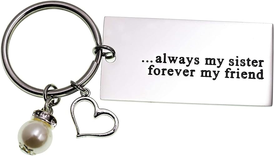 schlusselanhanger mit aufschrift always my sister forever my friend edelstahl amazon de bekleidung