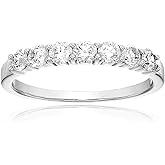 VIR JEWELS 1/2 cttw Diamond Wedding Band for Women, Certified SI1-SI2 Diamond Wedding Band in 14K White Gold 7 Stones, Size 4.5-10