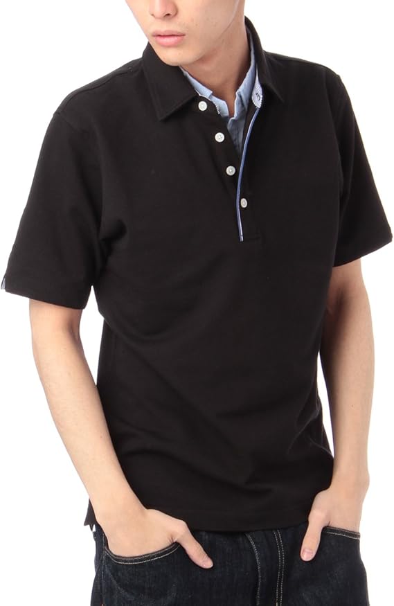 Amazon ザ ショップ ティーケー ミクスパイス The Shop Tk Mixpice レイヤード風ポロシャツ ブラック 019 02 M ポロシャツ 通販