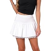 Allegra K Mini Skirt for Women Lace Ruffle Y2K A-Line Sexy Party Short Skirts