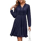 Alaster Queen Womens Long Sleeve Midi Dress 2025 Fall Wedding Guest Dress Ruffle Pleated Dresses for Women with Pockets