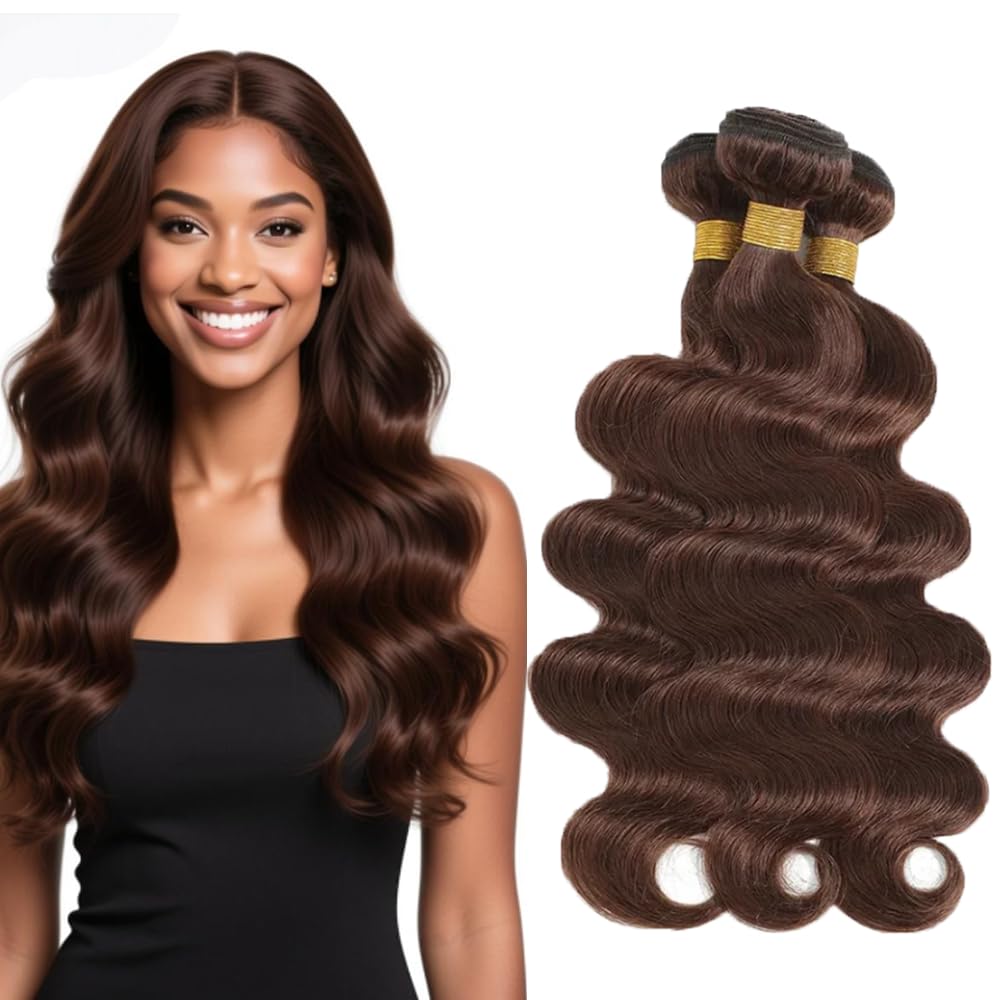 Photo 1 of #4 Brown Human Hair Bundle Chocolate Brown Body Wave Bundles 20 22 24 inch 150g 100% Unprocessed Brazilian Virgin Hair 3 Bundles Color #4