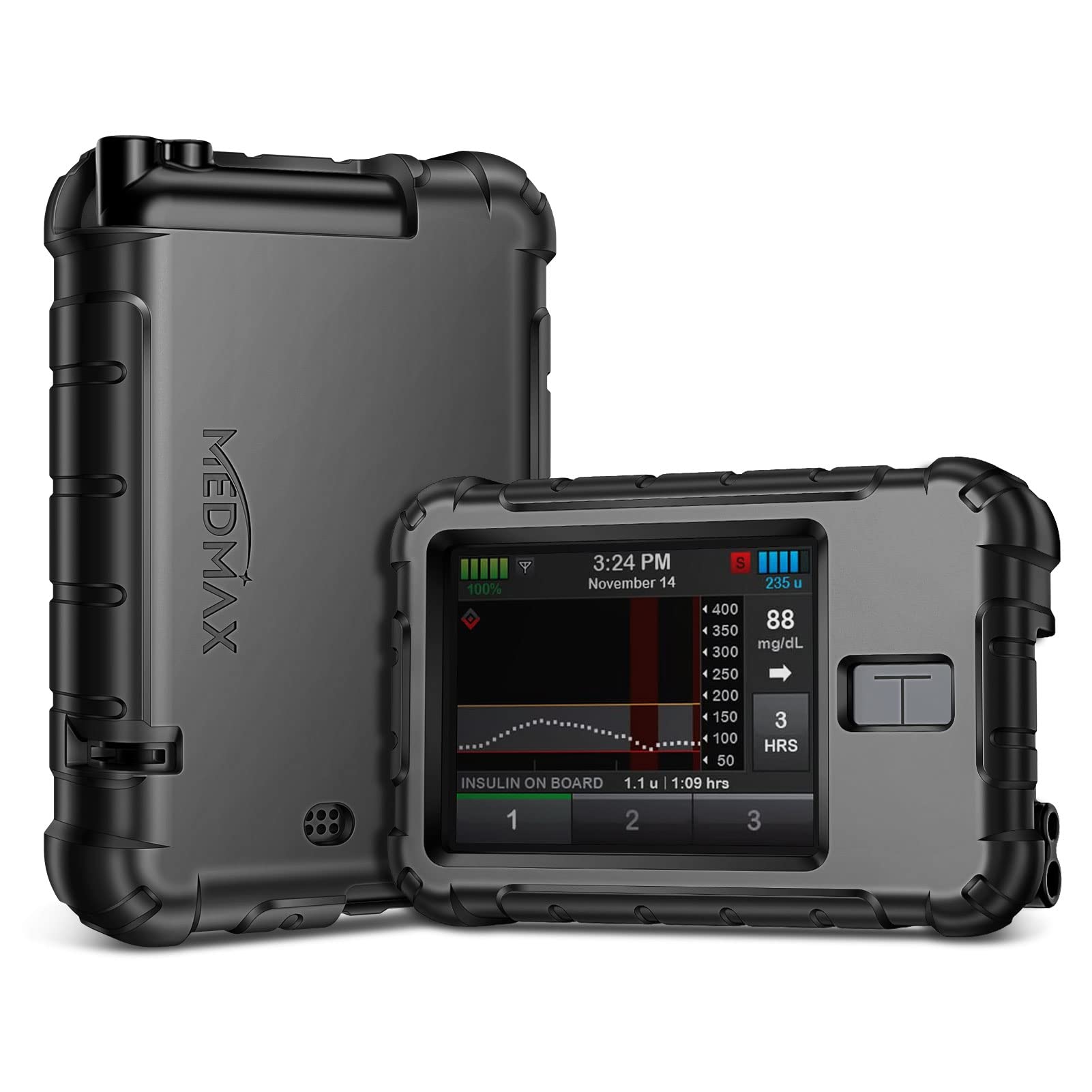 MEDMAX Case for Tandem T:Slim X2 / T: Slim Insulin Pumps, Lightweight Shockproof Non-Slip Silicone Protective Cover with Raised Bevel for Diabetics, Black