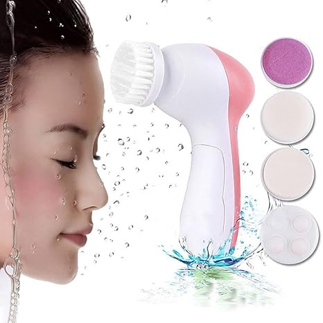 Amazon Co Jp 5イン1 電動 洗顔ブラシ 顔クリーナー ボディブラシ 毛穴ケア 膚の洗濯機 振動マッサージャー ピンク ホーム キッチン
