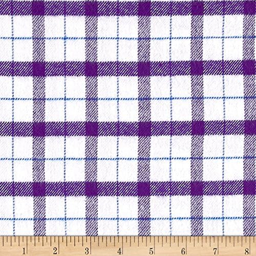 Marcus Primo Plaids Color Crush Flannel Blocks White/Purple Fabric By The Yard