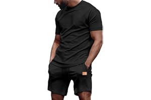 Dokotoo Men Mens Short Sets 2 Piece Outfits Summer Casual T Shirts and Shorts Tracksuit Sets with Pockets