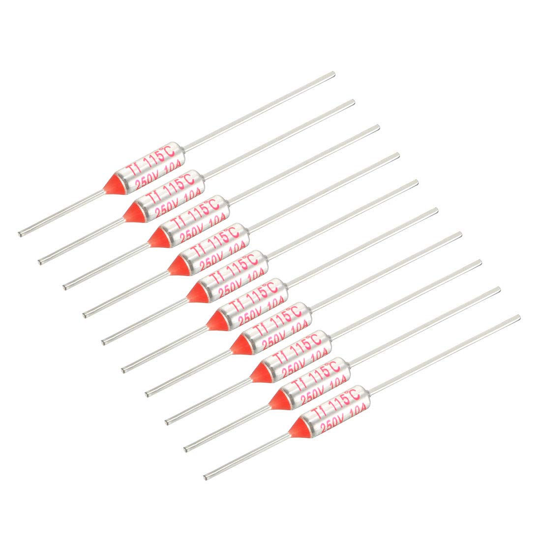 Sourcingmap 250V 10A 115℃ Celsius Circuit Cut Off Temperature Thermal Fuse 10 Pcs