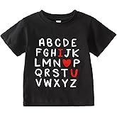 BOUTIKOME Valentines Shirts Toddler Baby Girl Boy Alphabet I Love You T-Shirt Short Sleeve Tee Top Funny Outfit Clothes