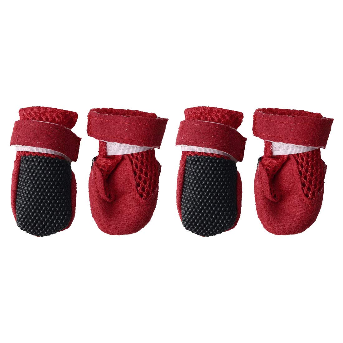 sourcing map Pet Boots Breathable Wear Resistant Comfortable Lightweight Dog Outdoor Running Hiking Shoes Paw Protectors Red 4pcs, S