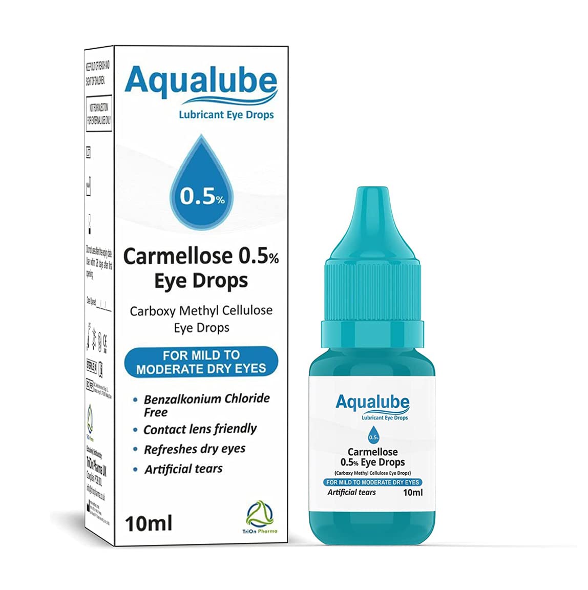 Aqualube Carmellose 0.5% Lubricant Eye Drops for Dry Eyes and Irritated Eyes, Contact Lens Friendly Multiuse (10ml – Pack of 1)