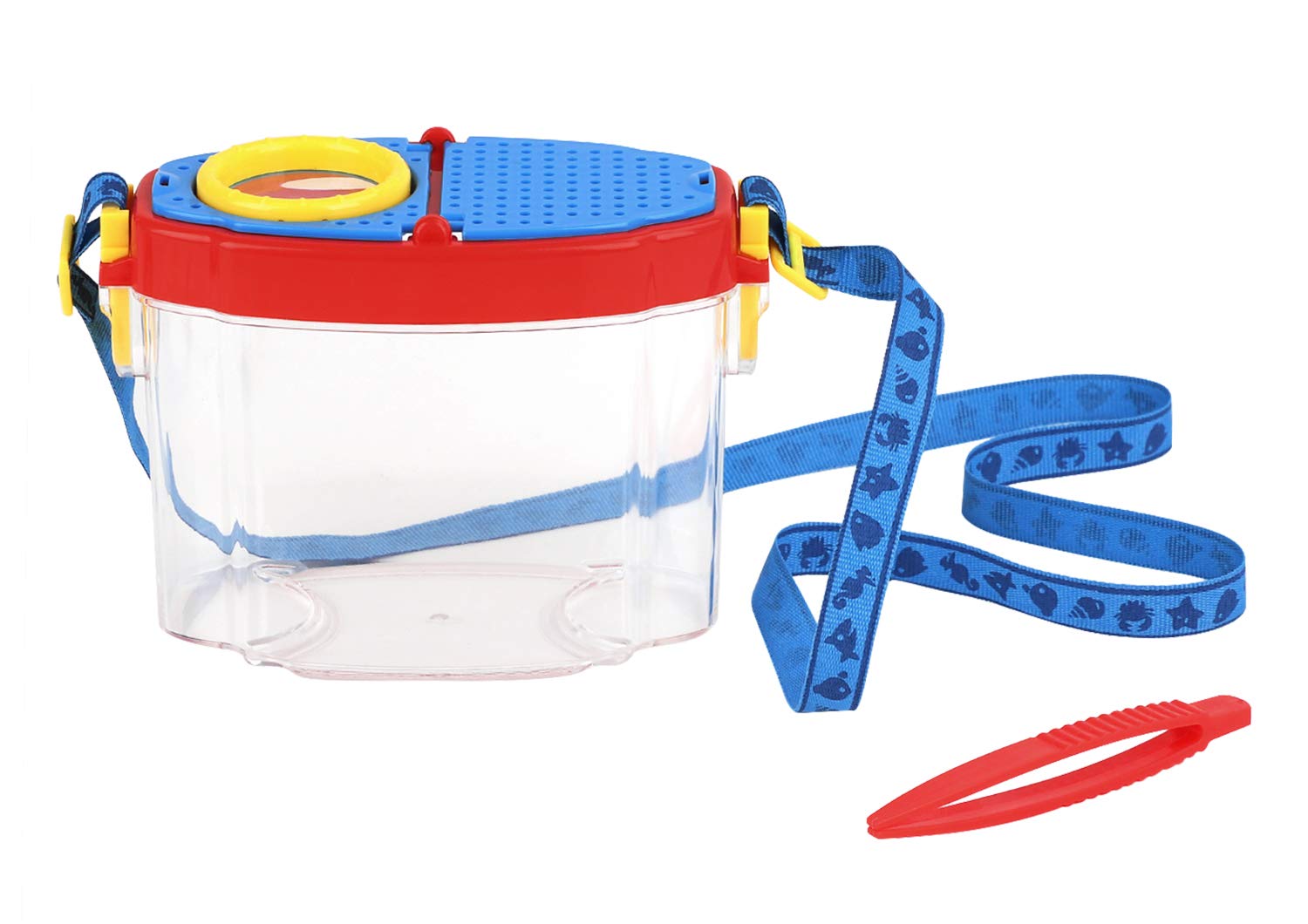 Kids 6X Magnifying Insect Container Bug Catchers and Viewer Microscope with Lanyard and Tweezer, Science Nature Exploration Toy for Backyard, Outdoor, Camping