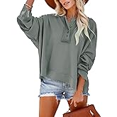 Dokotoo Hoodies for Women 2024 Fashion Fall V Neck Button Down Long Sleeve Hooded Sweatshirts Tops