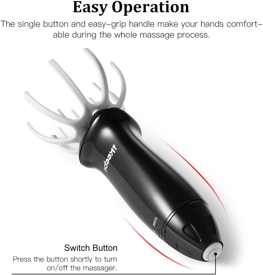 Ikeepi Scalp Massager, Vibration Head Massager for Stress Relaxation, Hair Stimulation, 2 Different Massage Heads- Massaging Face, Neck, Back &Legs: Health & Personal Care